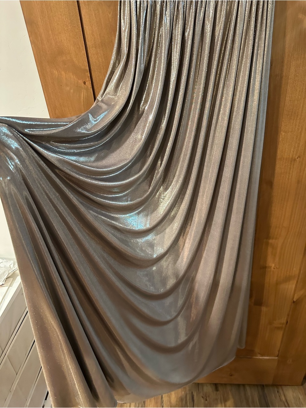 Halston Heritage Sleek Metallic Draped Maxi Gown - Picture 3 of 5